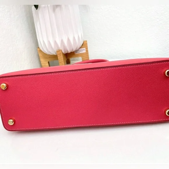 NWT Coach Large Leather Katy Satchel in Watermelon With Crossbody Strap - Picture 7 of 9